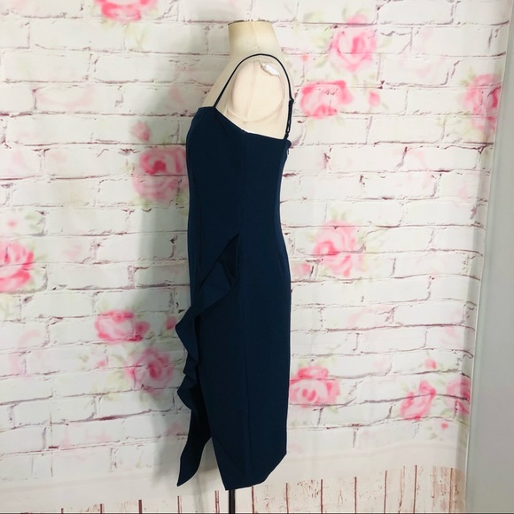 Bardot Carmelle blue ruffle slit Cocktail Dress - Picture 10 of 15